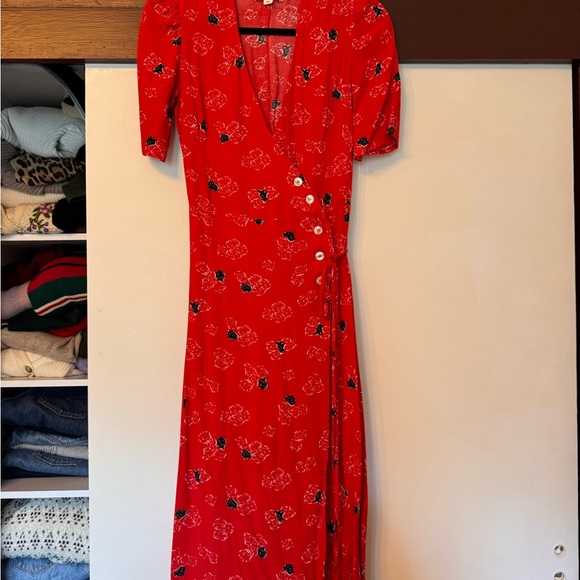 Rouje Dresses & Skirts - Rouje Red Gabin Floral Midi Wrap Dress